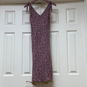 🇫🇷 Vintage French Midi Slip Dress with Pink Floral Print